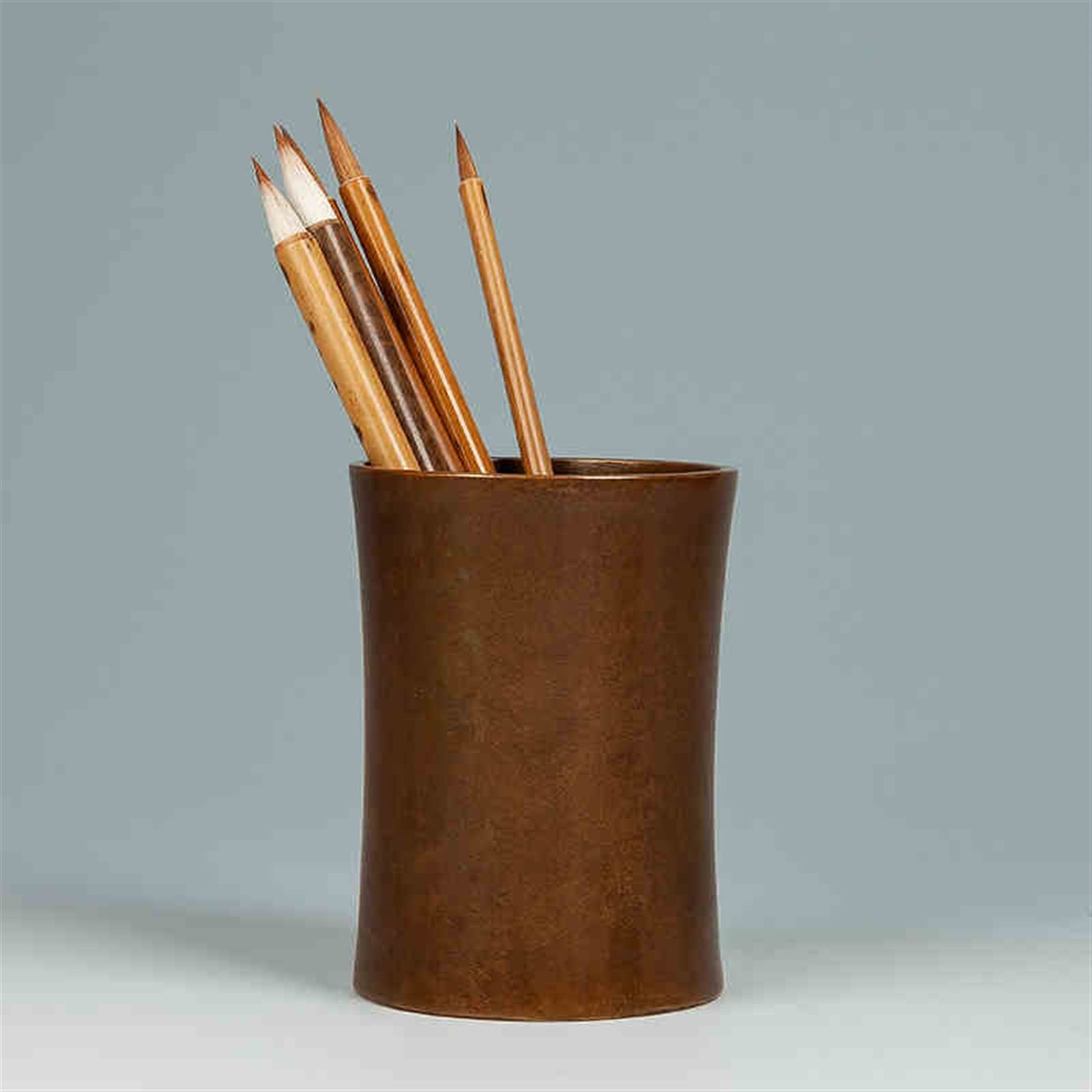 Pot à crayons rond en cuivre pour bureau - Organiseur de fournitures de bureau (8,6 x 11,7 cm)