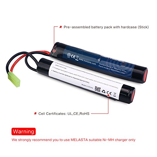 Melasta 2 Pack 9.6V 1600Mah Butterfly Nunchuck Nimh Battery Pack Compatible With Mini Tamiya Airsoft Guns M4, G36, M110, Sr25, M249, M240B, M14, Rpk, Pkm, L85, Aug, G3 #TOP3
