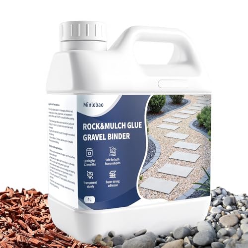 Rock Glue,Gravel & Mulch Glue - Non Toxic Rock Binder for Patios, Garden Paths, Borders & Landscaping，Fast-Drying, Pet Safe (4L)