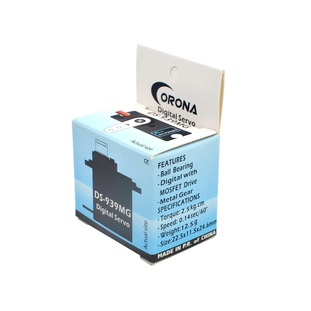 SPARKHOBBY Corona DS939MG - Sterzo digitale 2,5 kg/0,14 sec/12,5 g, micro ingranaggi in metallo, per accessori robot modello di aeroplano RC (4 pezzi)