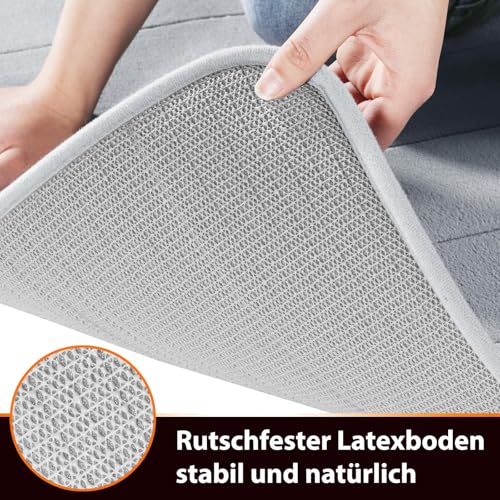 Yimobra Badematte rutschfest, 80 x 50 cm, Super Wasseraufnahme, Dick, Maschinenwaschbar, Leicht zu Trocknen Badezimmerteppich – Silber – Ansicht 5