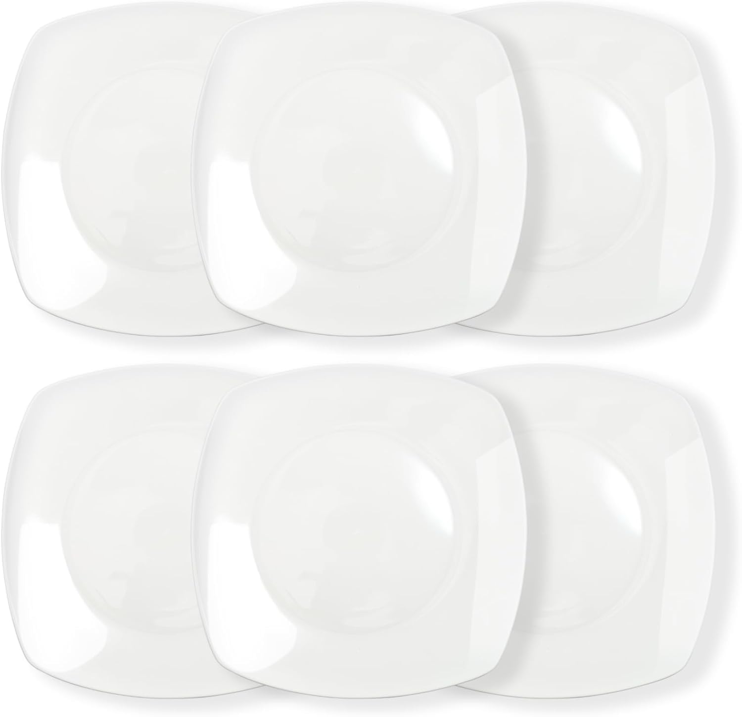 EOGRFW 6 Stück Teller Set, 7.5 Zoll quadratische Teller, Weißer Essteller aus Porzellan, Multifunktionale Speiseteller, Mikrowellengeeignet, 20 x 20 cm