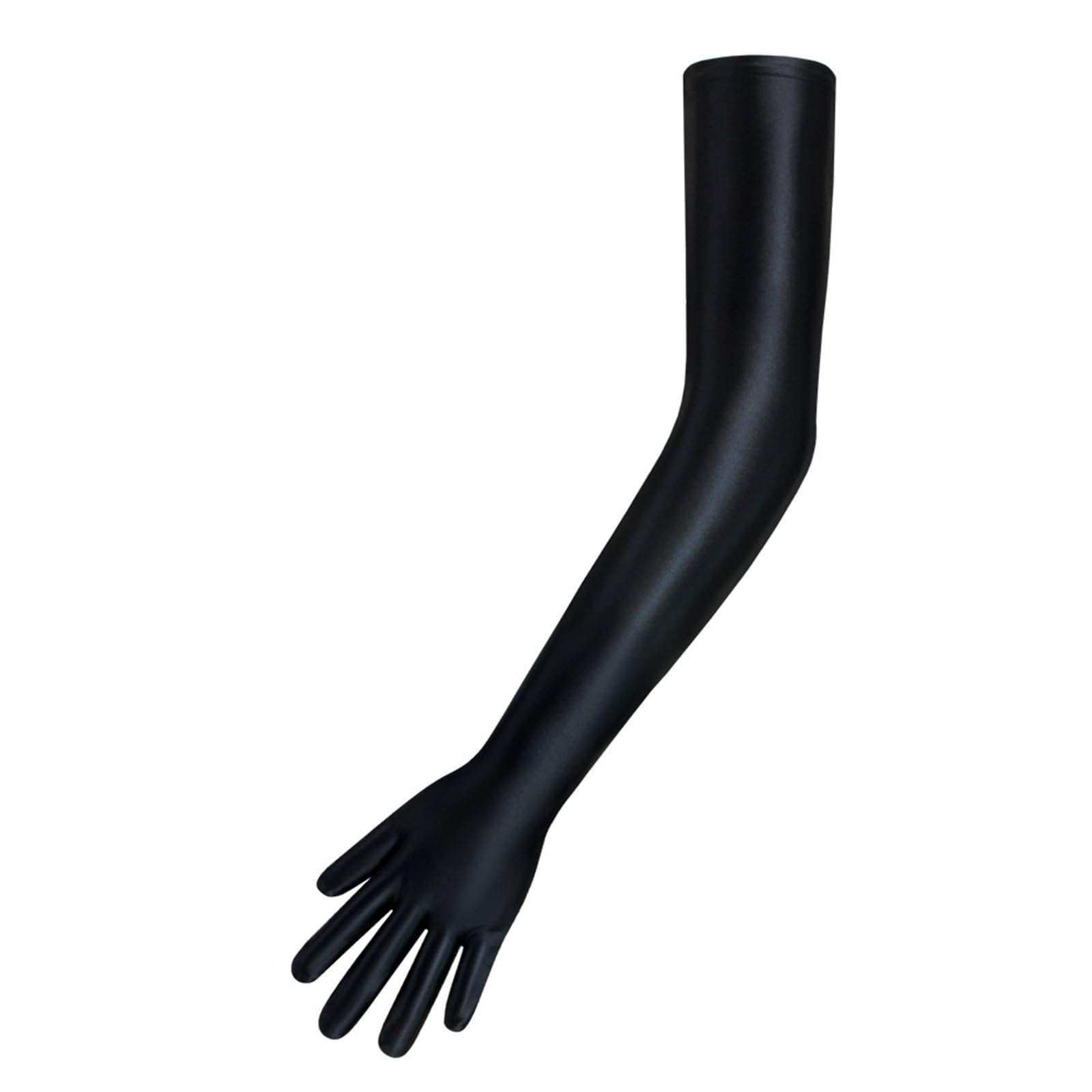 Guantes Largos De Satén Guantes de satén con dedos conectados, brillantes y elásticos, ultra largos, vestir(Black,L)