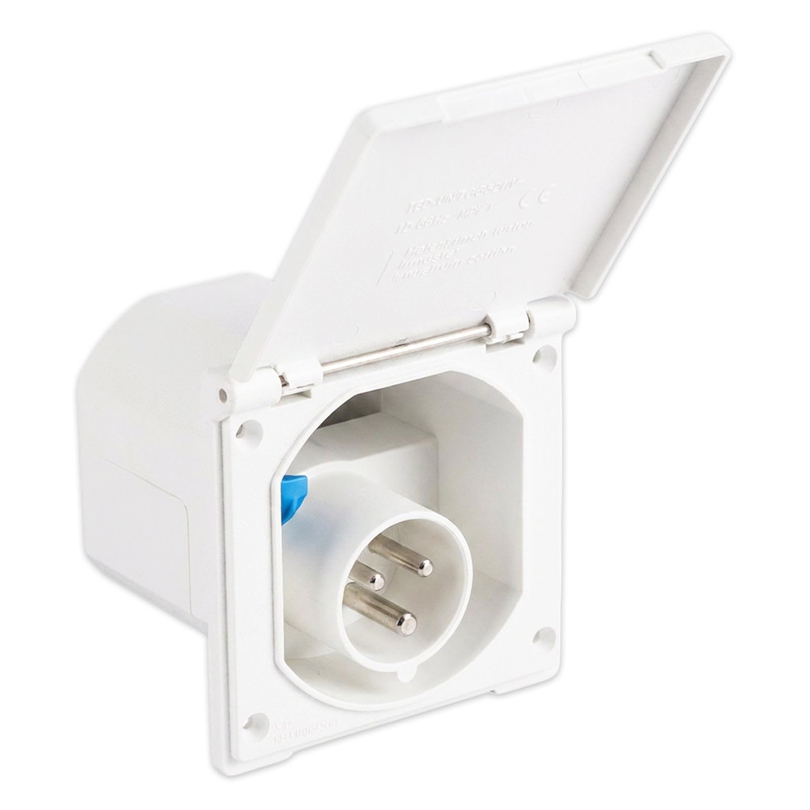 Spares2go 240V Caravan Mains Socket Inlet Box for 16A Hook Up Cable (White)