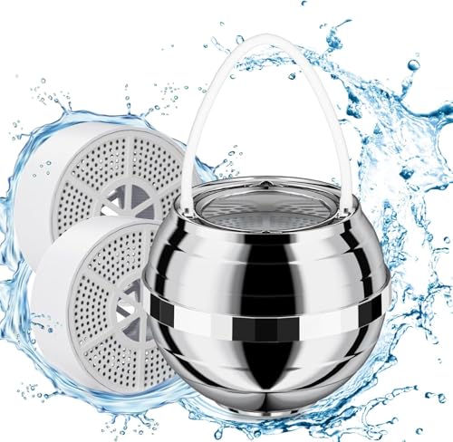 FEELSO Bath Filter with 2 Filter Cartridges Removes Chlorine 10 Stages BPA Free Bath Tap Water Filter for Babies and Adults Shower Filter for Healthier Skin Hair - Silver