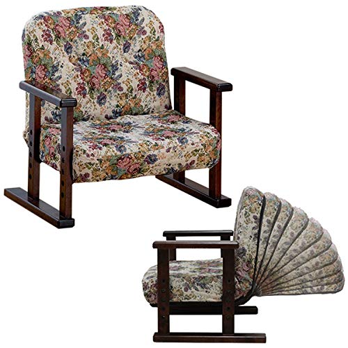 リクライニング お座敷座椅子 14段階リクライニング 座椅子 肘付き 和座椅子 高座椅子 和柄 和室 リクライニング座椅子 ローバック座椅子 花柄