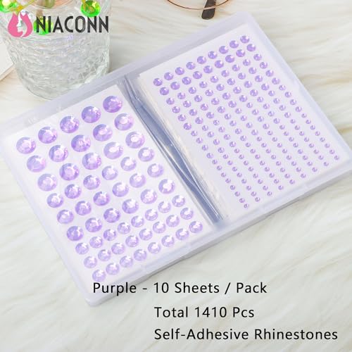 NIACONN-Purple-Face-Jewels-Gems-Stick-On-10-Sheets1410-Particles-Self-Adhesive-Rhinestone-Hair-Gems-Stickers-for-Makeup-DIY