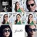JOVAKIT Black Square Sunglasses for Women Men Simple Trendy Rectangle Thick Frame Style Sun Glasses UV400 Protection (Black/Clear Red)