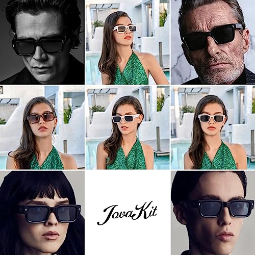 JOVAKIT Black Square Sunglasses for Women Men Simple Trendy Rectangle Thick Frame Style Sun Glasses UV400 Protection3