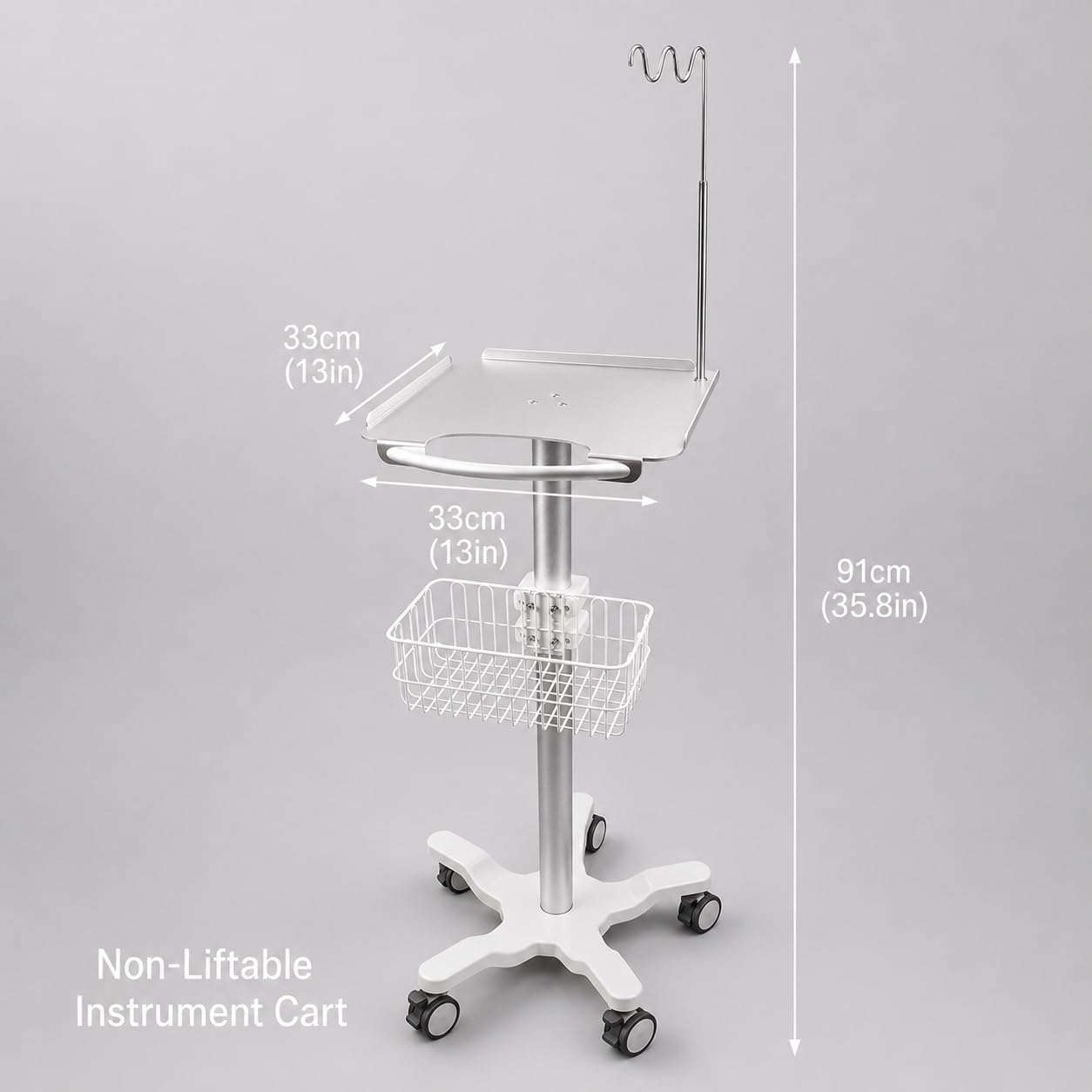 Mobiler medizinischer Wagen mit großer Tischplatte - Verstellbarer EKG-Wagen mit Aufbewahrungsregal & Haken, platzsparendes Design für Krankenhaus und Klinik