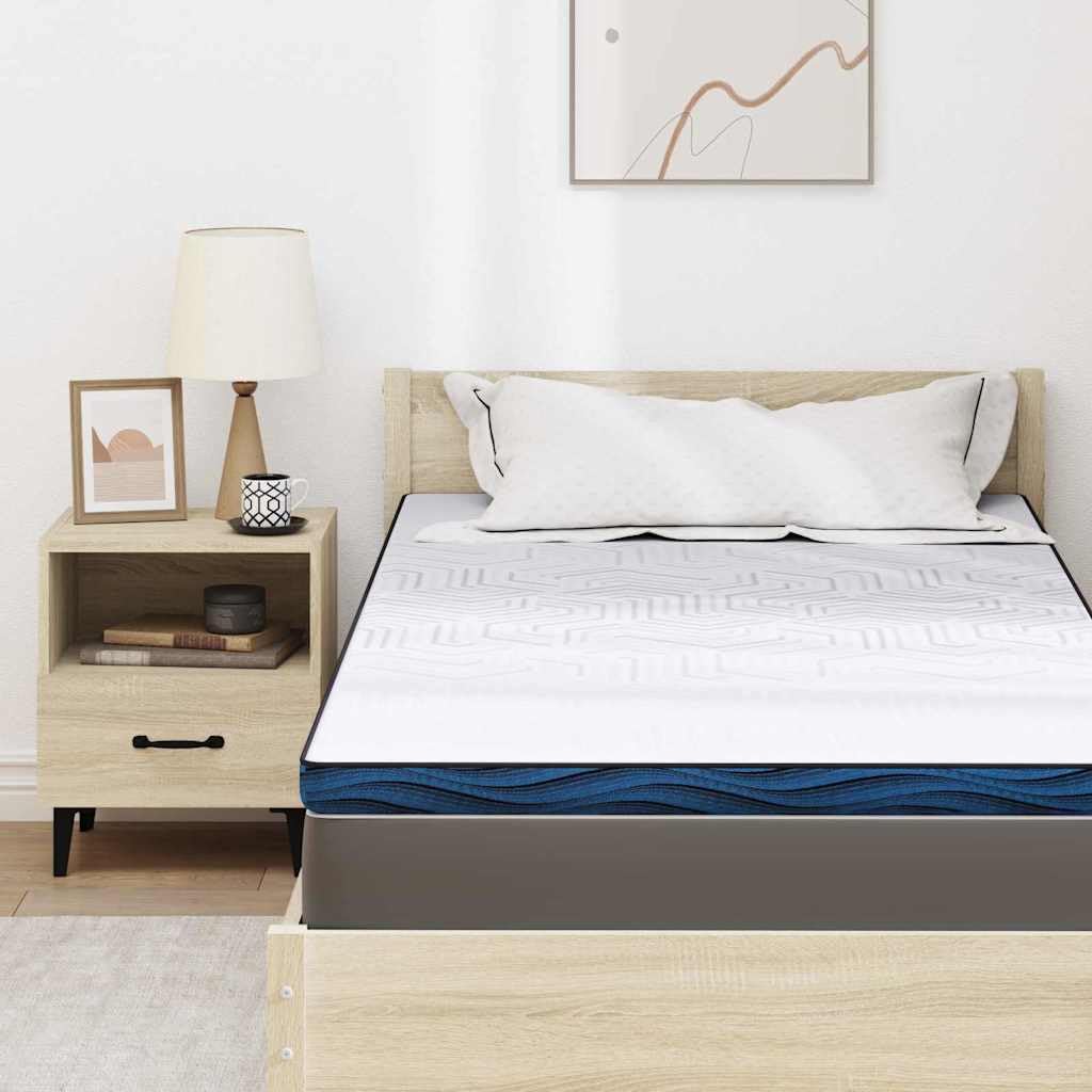 Cubrecolchón blanco 120 x 200 cm de espuma con memoria con funda Jacquard, sobrecolchón de espuma de poliuretano de alta densidad para comodidad y soporte