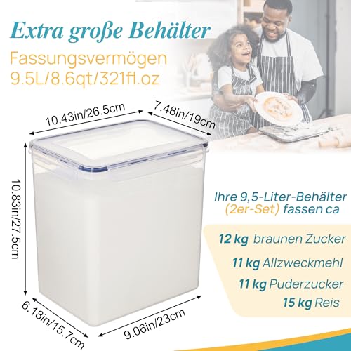 Vtopmart 2pack 9.5L Mehl und Zucker Lebensmittel Lagerung Box – Ansicht 2
