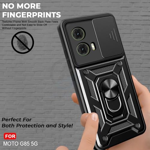 Image of AIBEX Back Cover for Motorola G85 5G | D10 Tough Armor Case | Sliding Camera Shield | 360 Protection | Kickstand Ring Holder | Military-Grade Shockproof Bumper Case