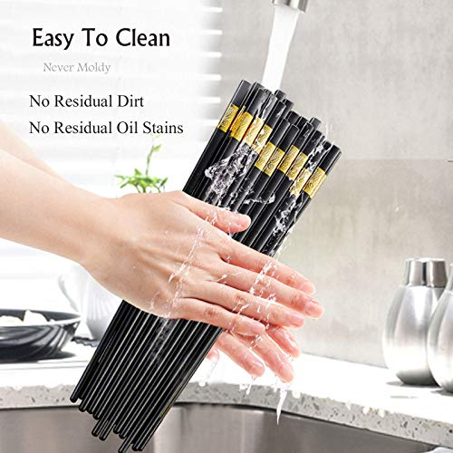 image for YUESUO 10 Pairs Reusable Chopsticks Dishwasher Safe,9.5 Inch Fiberglas