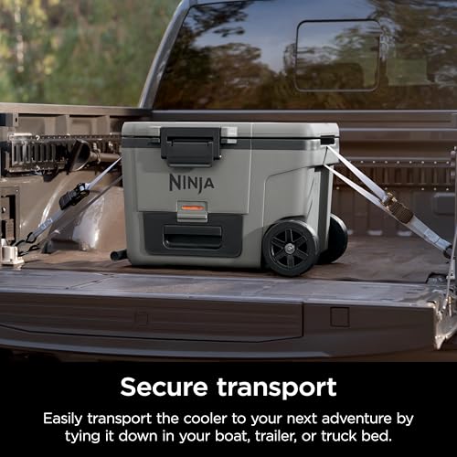 Image of Ninja | Cooler | FrostVault 45QT Cooler with Wheels | Insulated with Temp Dry Storage Drawer | Keeps Ice Cold for Days | for the Beach, Camping, Picnics & More | Slate Gray | FB245GY