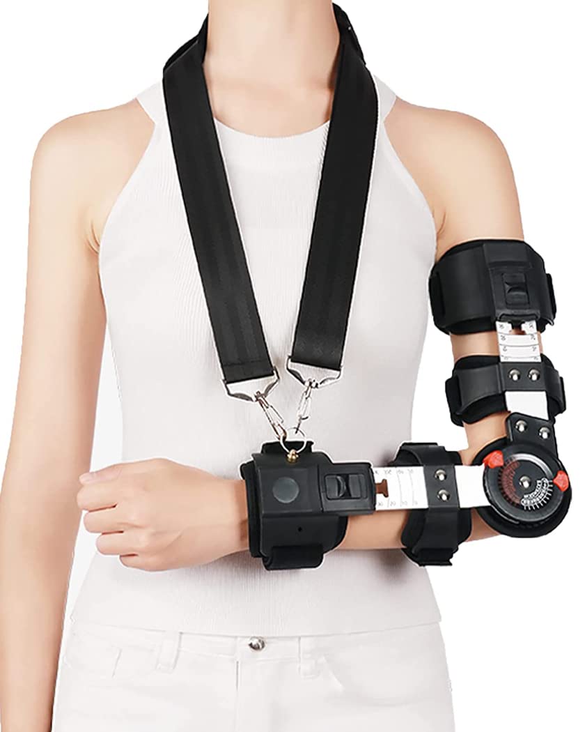 Codera con bisagras ajustable postoperatoria férula de longitud completa ortesis aleación de aluminio soporte para codo inmovilizador codo brazo cabestrillo protector de fractura, derecha (i