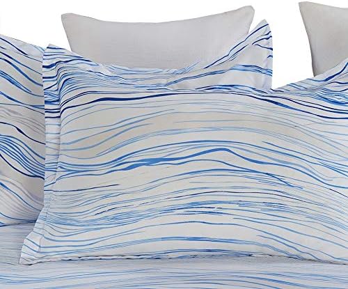 Vaulia Soft Microfiber Duvet Cover Set, with Zipper Closure, Print Blue Wave Pattern - King Size
