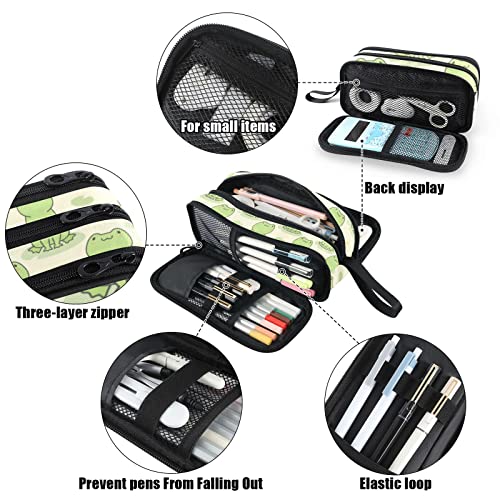 Image of Fustylead Cute Frog Big Capacity Pencil Pen Case, Multi-Purpose Makeup Bag Organizer Storage Pouch for Office College School Hiking Travel