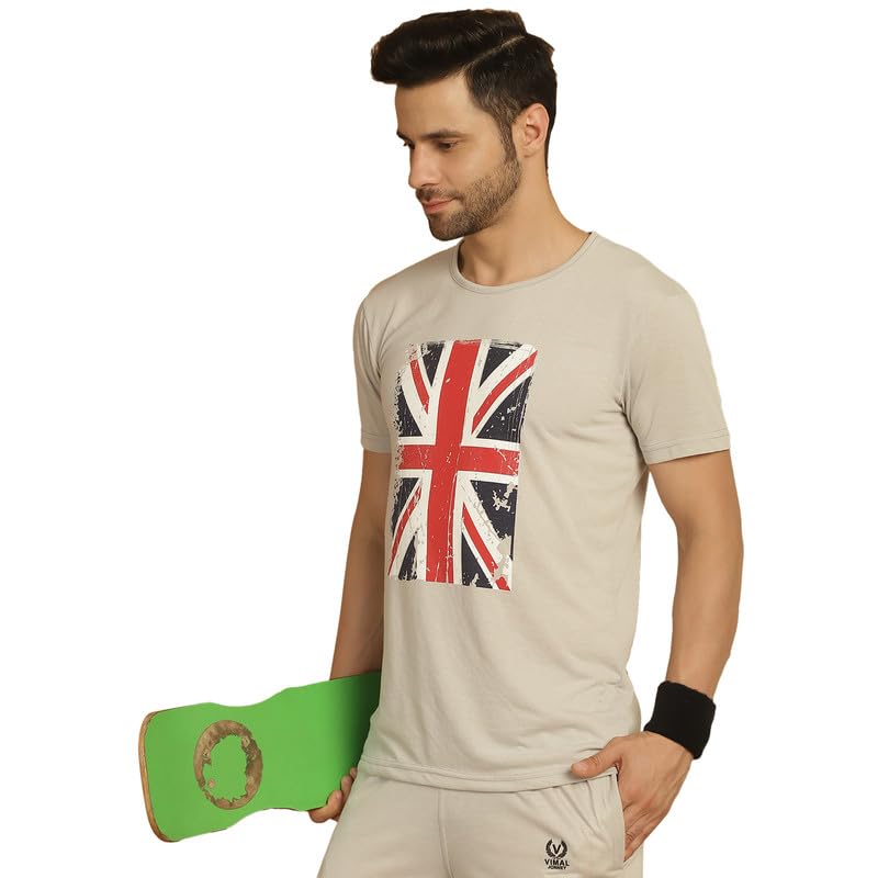 Image of VIMAL JONNEY White Cotton Printed CO-ORD Set Tracksuit for Men-T PRT 23 WHT D10 WHT. 02-P