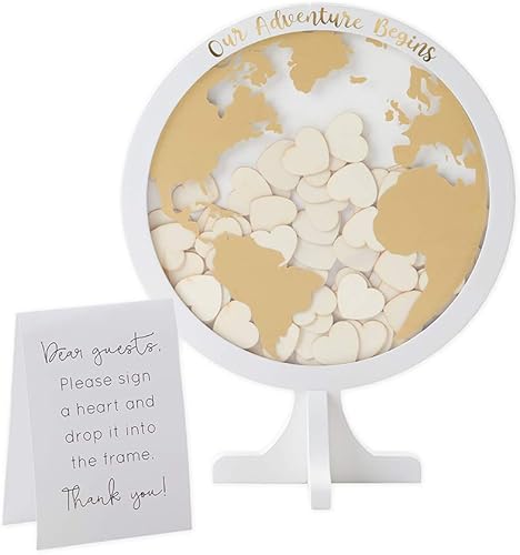 Kate Aspen Libro de invitados de boda alternativo - Our Adventure Begins Globe Frame Recuerdo (22101NA), negro