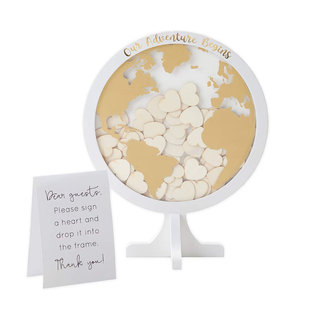 Kate Aspen Wedding Guest Book Globe Guestbook Alternative, One Size, White With Hearts