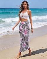 HORISUN Damen Sarong Strand Wrap Cover Up Leichter Gedruckt Badeanzug Bikini Pareo Bademode Kleid Leopard – Ansicht 5
