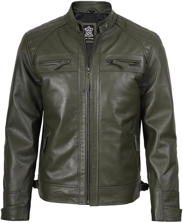 Decrum Leather Jacket Men - Cafe Racer Style Real Lambskin Leather Jackets For Men - Image 3