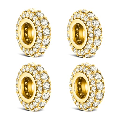 KEQ 925 Silver Spacer Stopper Bead Charms Compatible with Pandora Bracelets Birthstone CZ Always Stopper Mother's Day Jewelry Gifts for Women