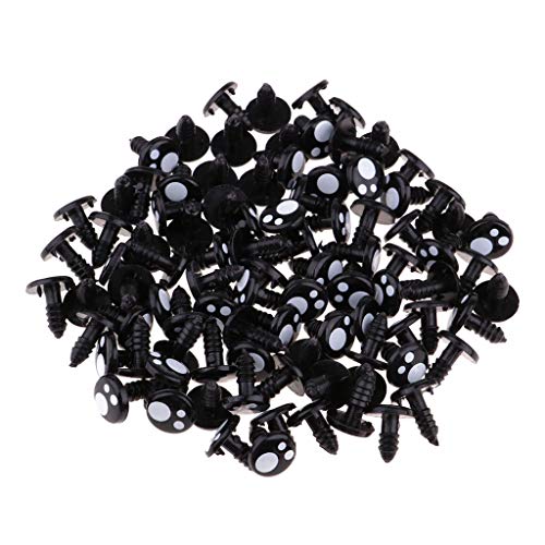 Olhos de plástico preto de 10 mm para ursinos/bonecas/animais/fantoches 100 peças