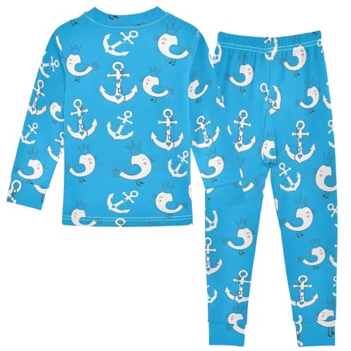 Pajama Sets Long Sleeve Anchor Birds and Waves Pattern Soft Comfy Sleepwear 2 Piece PJS 3-8T3