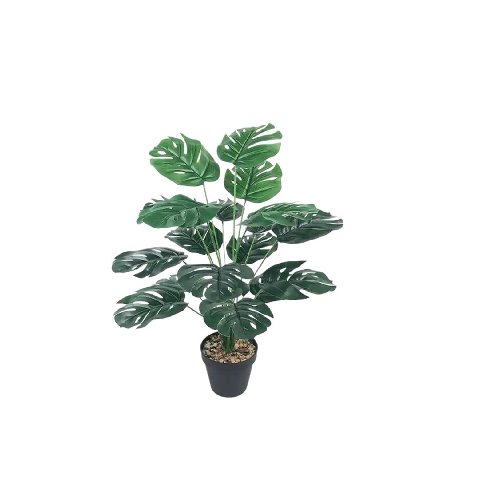 Artificial Foliage Stems Green Artificial Tropical Palm Branches 12-18 Forks Turtle Back Leaf Fake Plant Living Room Balcony Decorative Leaves(Color3)