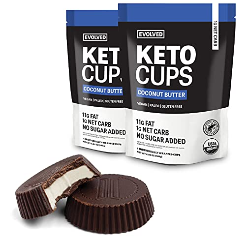EVOLVED Chocolate Coconut Butter Keto Cups, 4.93-oz. Pouches (Count of 2), 14 Cups