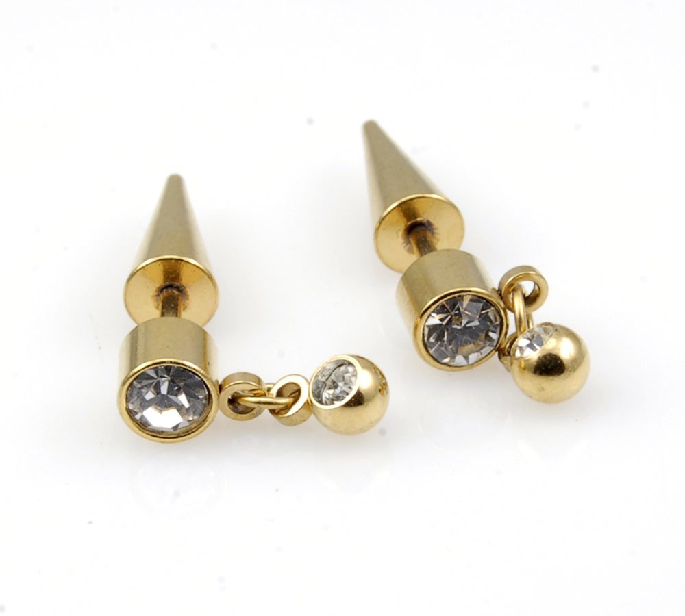 Fake Cheater Illusion Stretchers Tapers Yellow"Clear" 6mm(2G) Ear Plugs 2pcs