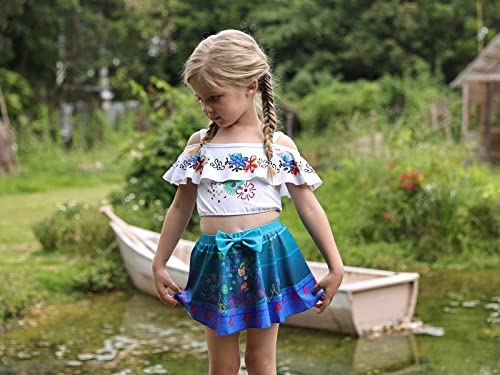 Image of Jurebecia Girls Princess White Swimwear Adventure Bathing Suit Tankini Swimsuit 2 Pieces Bikini Set White Size 10 /9-10Years