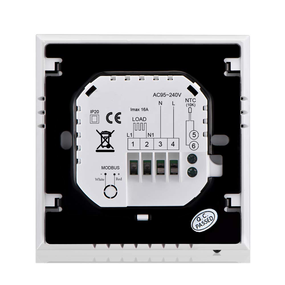Decdeal Termostat pokojowy, ogrzewanie podłogowe, ogrzewanie elektryczne, termostat 16 A, 95-240 V, tygodniowy, programowalny ekran dotykowy LCD, termostat ścienny