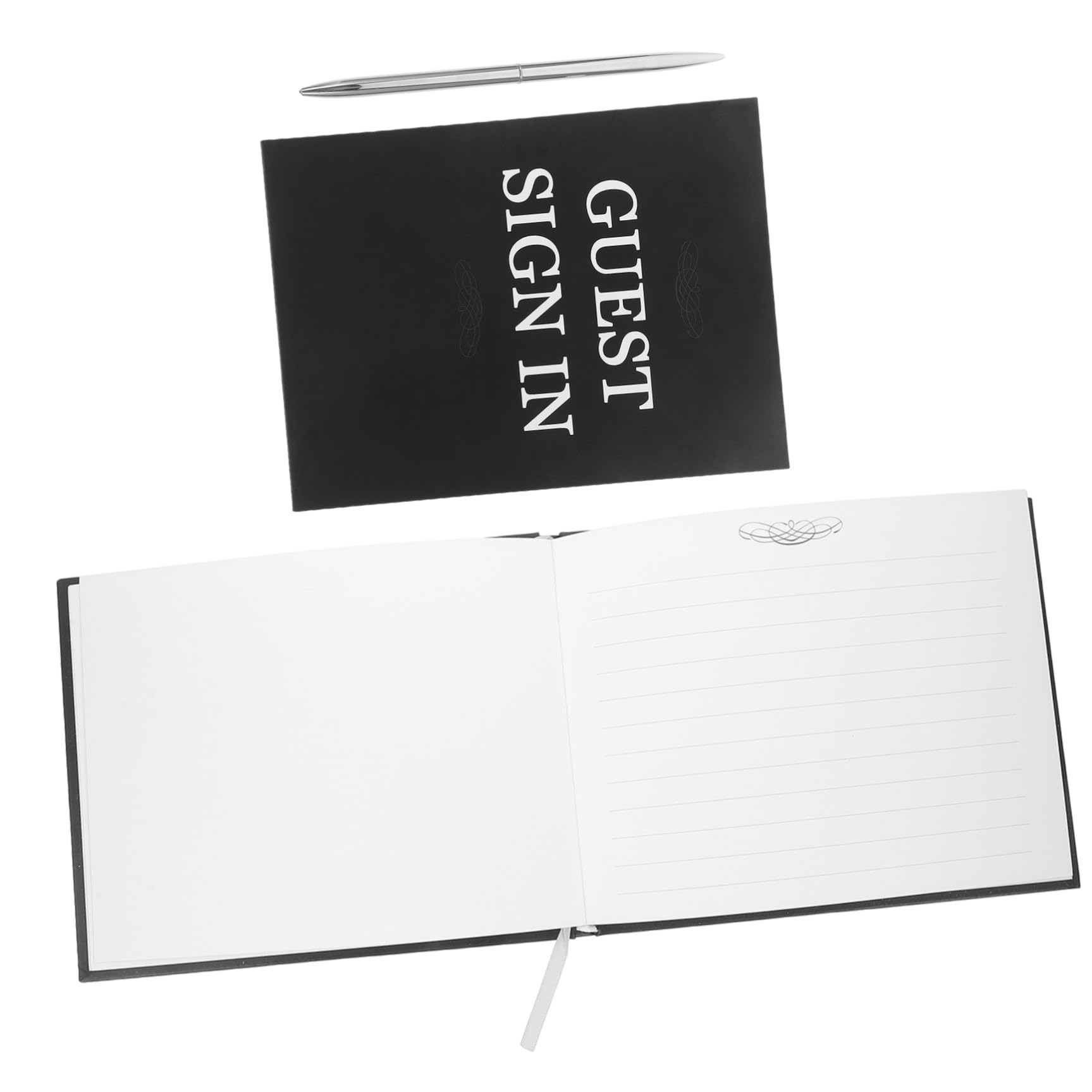 Set 1 Libro degli Ospiti Matrimonio Rustico in Carta e Plastico Nero Copertina Resistente per Decorazione Nozze e Firma degli Invitati