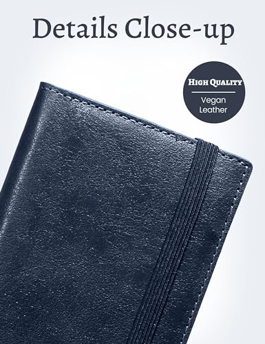 Image of Yarnic Checkbook Cover for Personal Checkbook Holder with Pen Holder | Check Book Covers & Built-in Clear Plastic Divider for Duplicate Checks (Navy Blue)