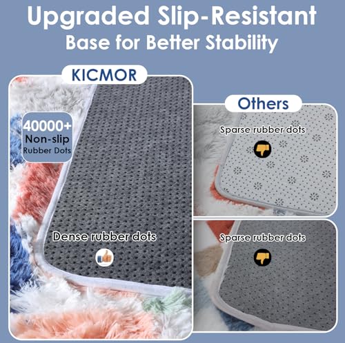 Image of KICMOR 6x9 Area Rugs for Living Room, Large Fluffy Soft Colorful Checkered Fuzzy Shag Shaggy Bedroom Carpet, Cute Indoor Plush Rainbow Rug for Teen Kids Boys Girls Dorm Nursery Home Decor Aesthetic