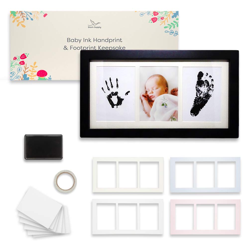 Baby Inkpad Footprint & Handprint Keepsake Photo Frame Kit (Black)