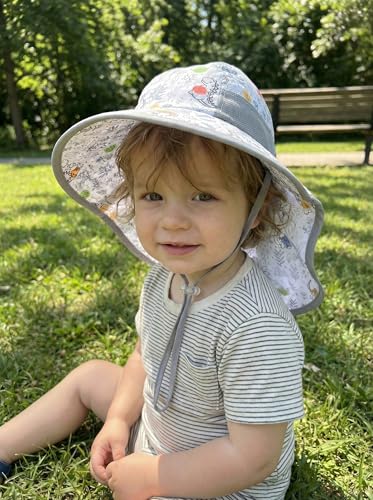 Image of icolor Kids Sun Hat UPF50+ Sun Protection Bucket Hat Toddler Summer Beach Play Hats with Neck Flap for Girl Boy Ages 3~10