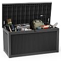 DRATO 320 Gallon Deck Box, Outdoor Large Waterproof Resin Storage Box with Lockable Lid for Patio Cushions, Gardening Tools (Black, 320 Gallon)