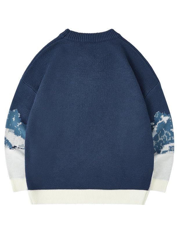 Image of Vamtac Mens Oversized Sweater Vintage Graphic Pullover Crewneck Knit Jumper Y2K Unisex Streetwear 2026 Fall Tops