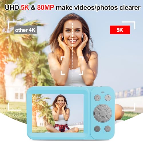 Cámara Digital Compacta Dual Pantalla 5K 80MP Azul miniatura 5