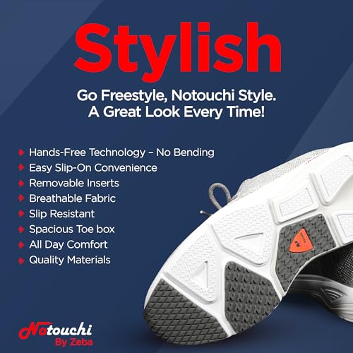 Image of ZEBA Notouchi Hands Free Sneakers for Men - No Bend Slip On Sneakers Design, All-Day Comfort - Slip Resistance, and Breathable Materials - Ideal Men Walking Shoes for Travel & Casual Wear