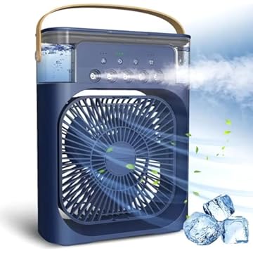 softdigit Ventilador Portátil de Mesa Mini Ar Condicionado Umidificador Climatizador Led Água e Gelo 3 Velocidades Led (AZUL)