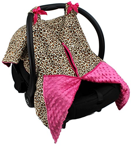 Image of Strawberry Farms Baby Car Seat Cover Canopy and Nursing Cover 2 in 1 Pink Leopard
