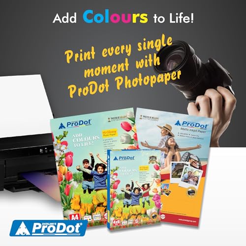 Image of ProDot 20 Sheet 180 GSM Water Proof & Instant Dry Glossy White A4 Photo Paper for Card & Picture Printing Compatible With All Inkjet Printer