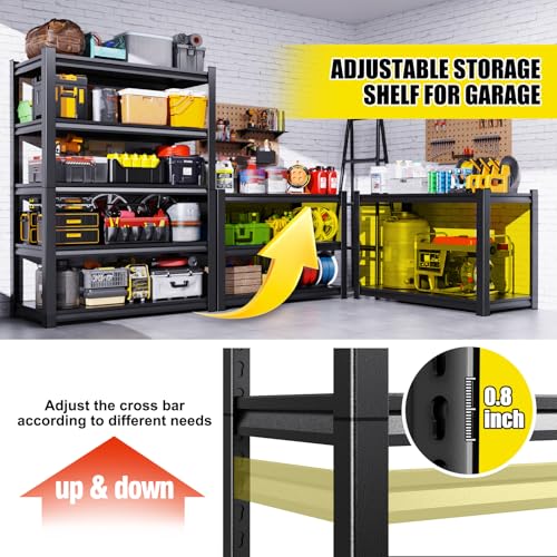 Image of 2 Pack 5-Tier Garage Shelving - 2050 lbs Heavy Duty Metal Storage Shelves, Adjustable Storage Rack for Warehouse Industrial Pantry Basement 71 inchx46 inchx20 inch