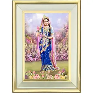 KKInt Radha Rani Ji Photo with Golden Frame, Devotional Wall Art, Wall Decor for Home or Office - (Size- 56.5L x 42W cm) Pack Of 1