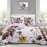 Drucon Floral Quilt Set Queen 3 Pieces Boho Blush Quilt Coverlet Set Soft Microfiber Lightweight Colorful Floral Quilted Bedspread for All Season 90